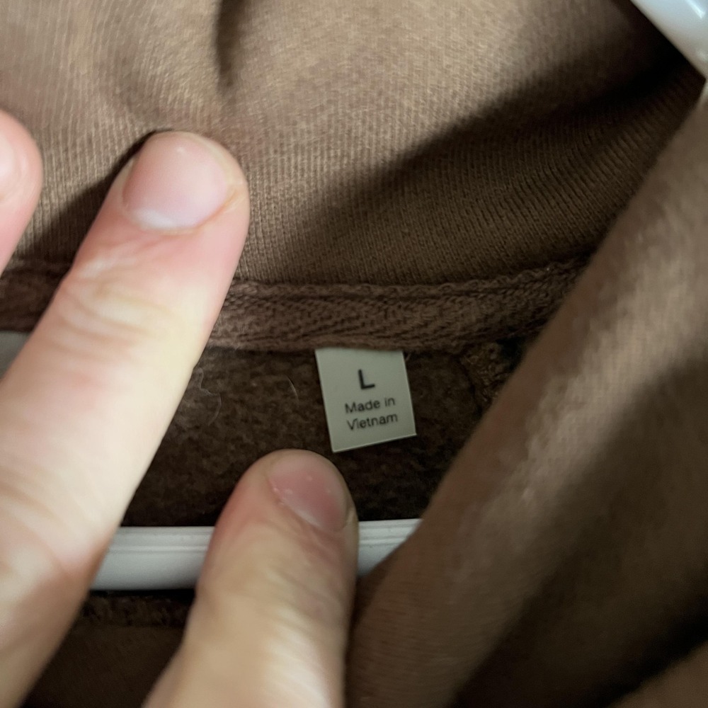 Fear Of God Essentials Hoodie Mens‎ Large Brown Fleece Kangaroo Pocket Pullover - Picture 7 of 15